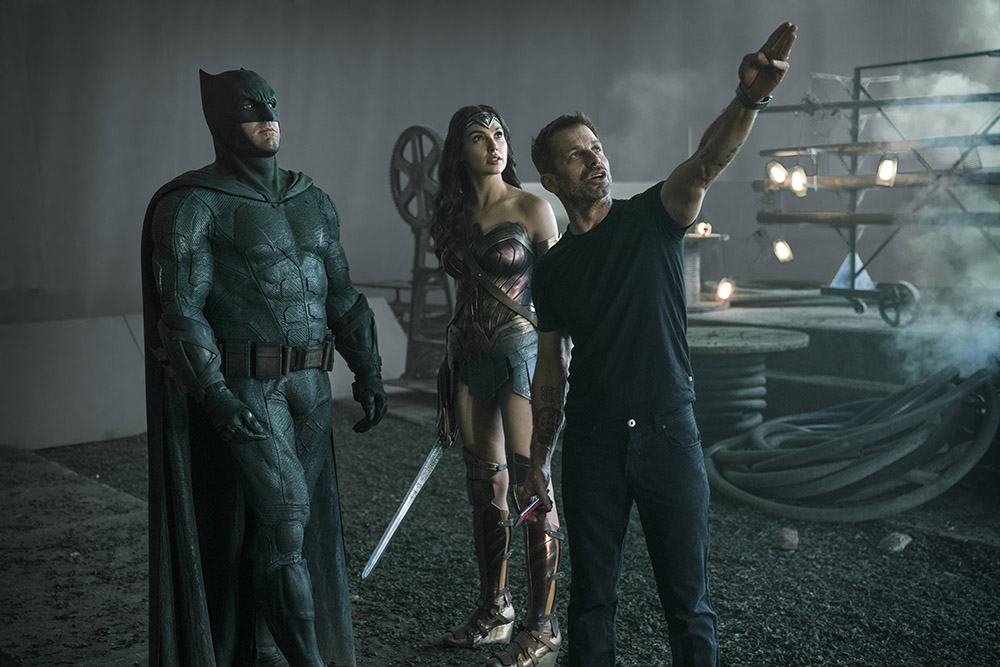 Ben Aflick (Batman) and Gal Gadot (Wonder Woman) with director Zack Snyder