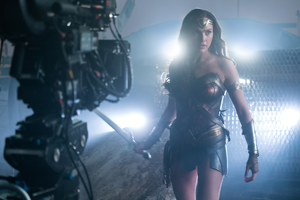 Gal Gadot as Wonder Woman, on the set of Justice League