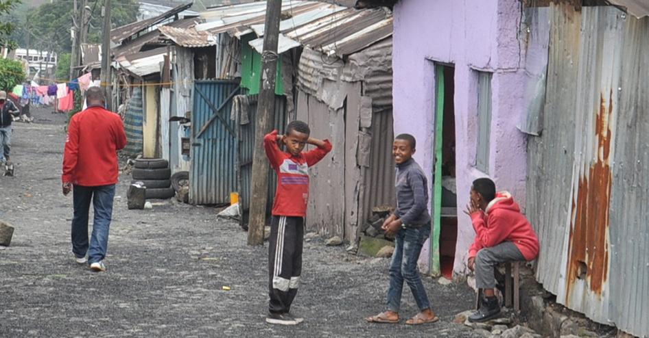 Boys in shanty town
